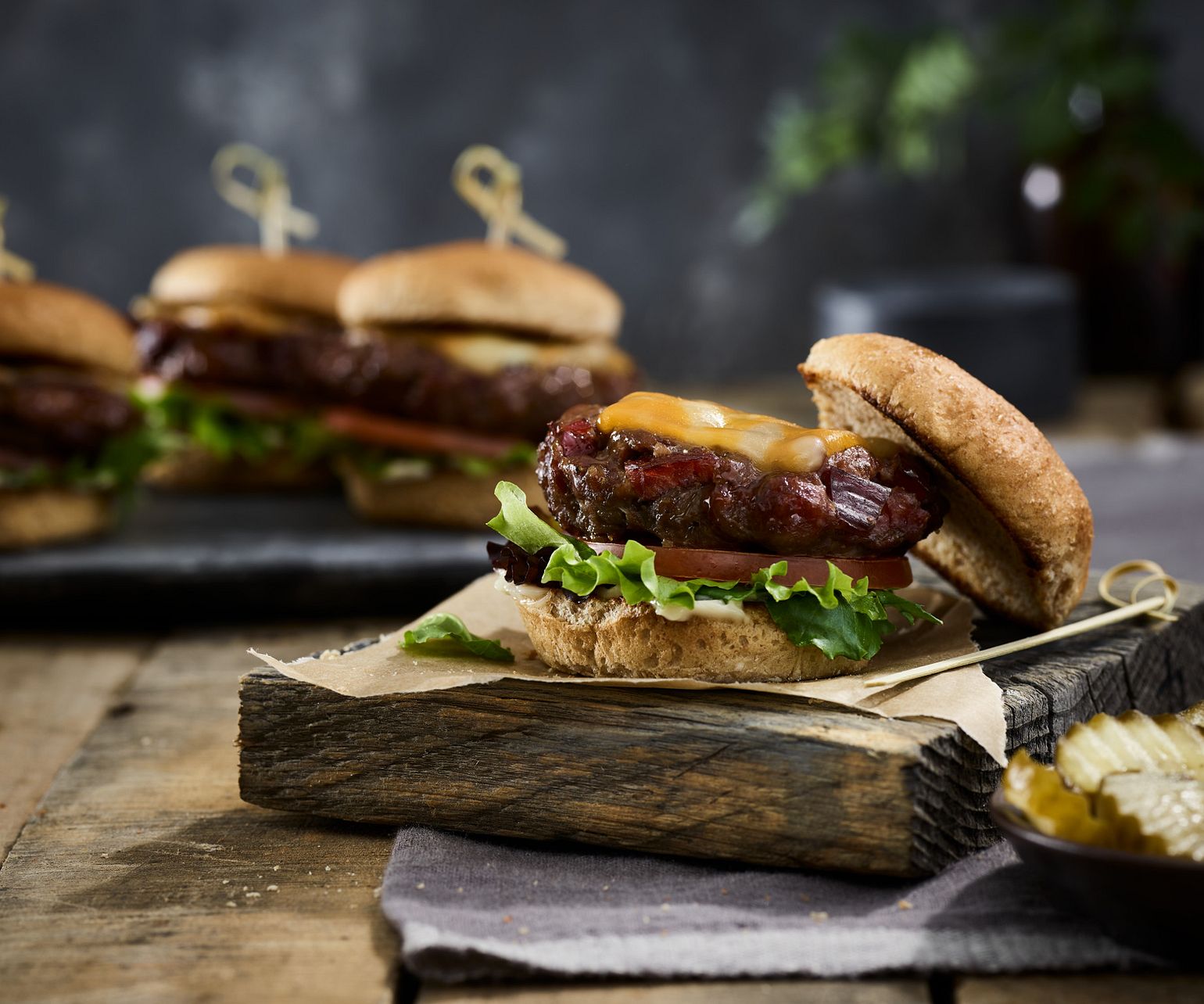 Beef Jerky Burger Sliders