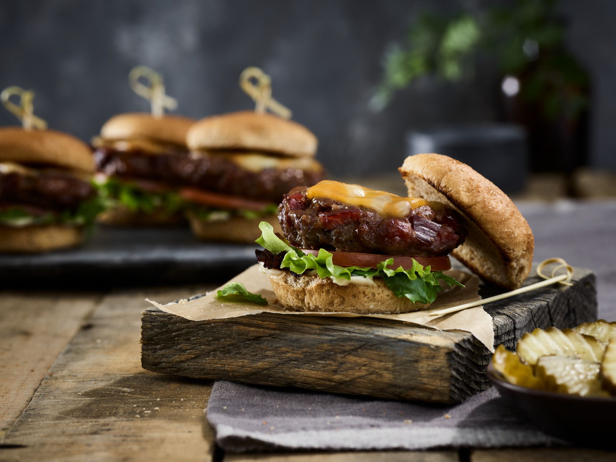 Beef Jerky Burger Sliders