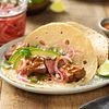 Grilled Adobo Beef Steak Tacos with Creamy Chipotle Salsa and Tequila Pickled Red Onions