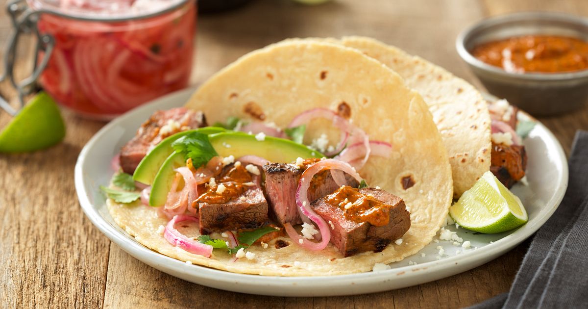 Grilled Adobo Beef Steak Tacos with Creamy Chipotle Salsa and Tequila ...