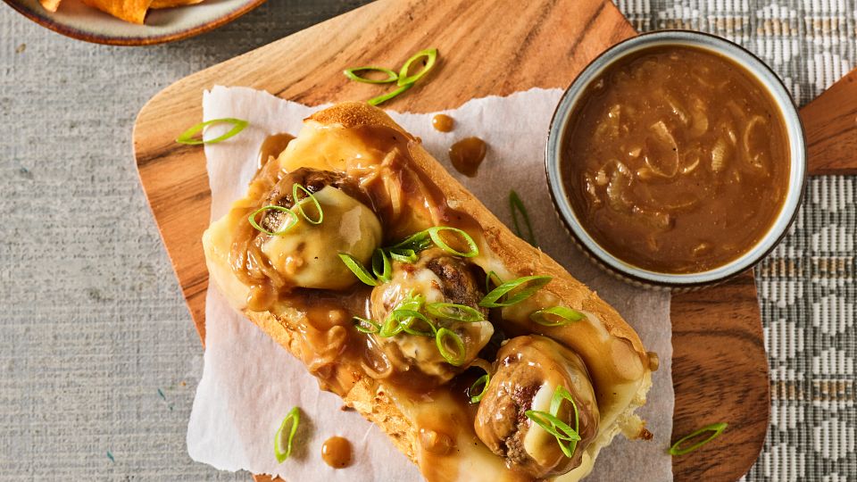 French Onion Meatball Sub