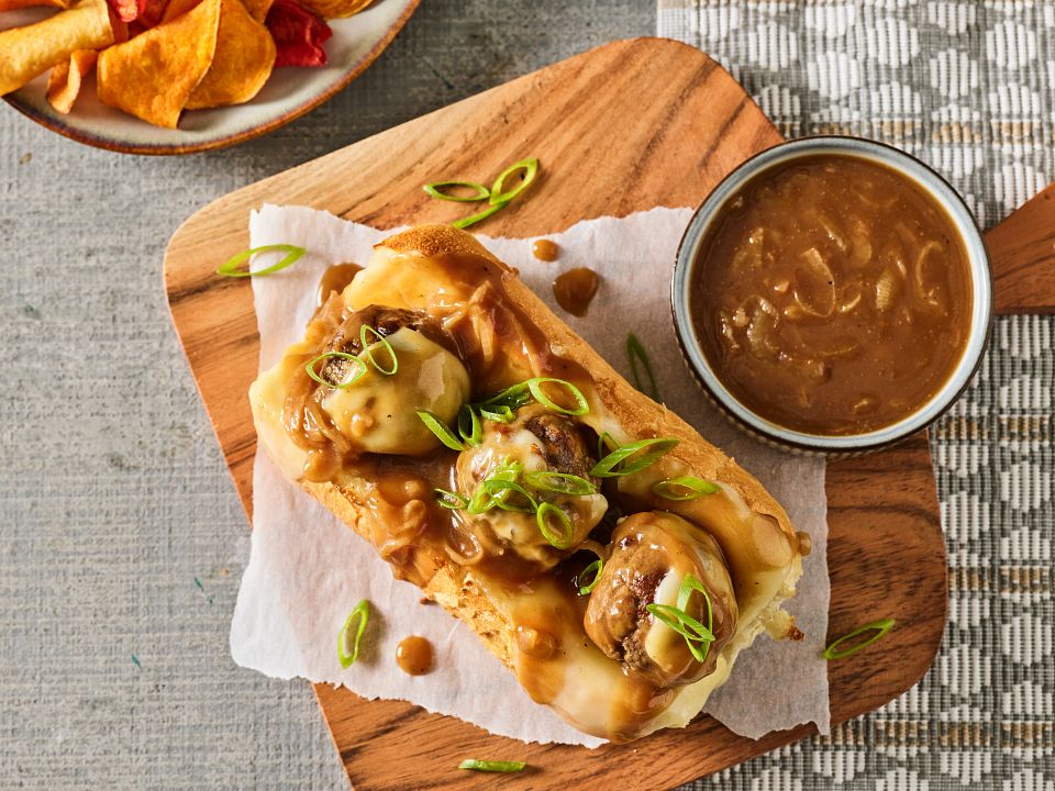 French Onion Meatball Sub