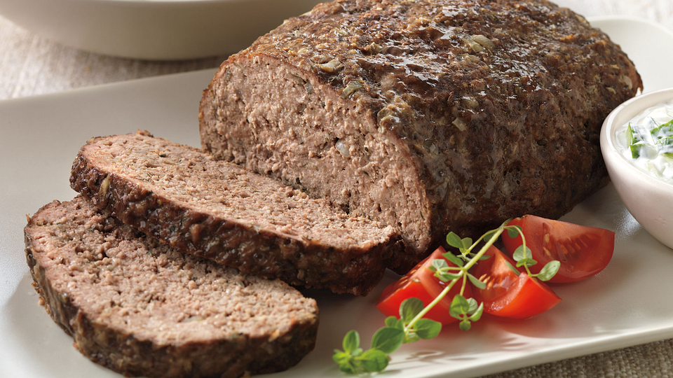 Athenian Meatloaf with Cucumber-Yogurt Sauce