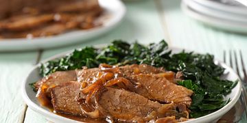 Pomegranate-Braised Beef Brisket with Caramelized Onions