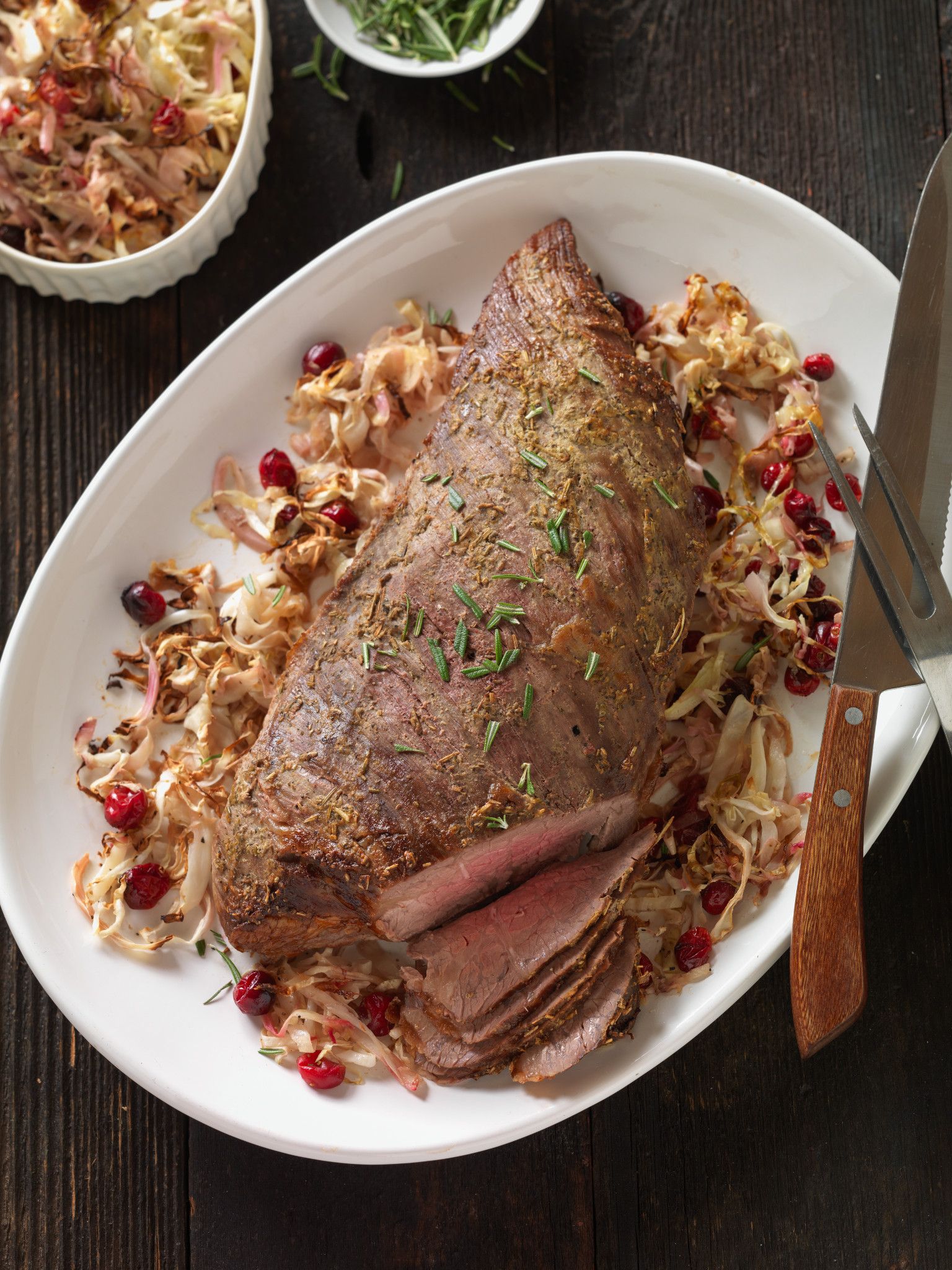 One Sheet Pan Roasted Beef Tri- Tip Roast with Cabbage and 