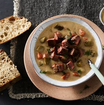 Beefy Dill Pickle Soup