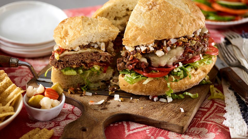 Beef Muffuletta Burger