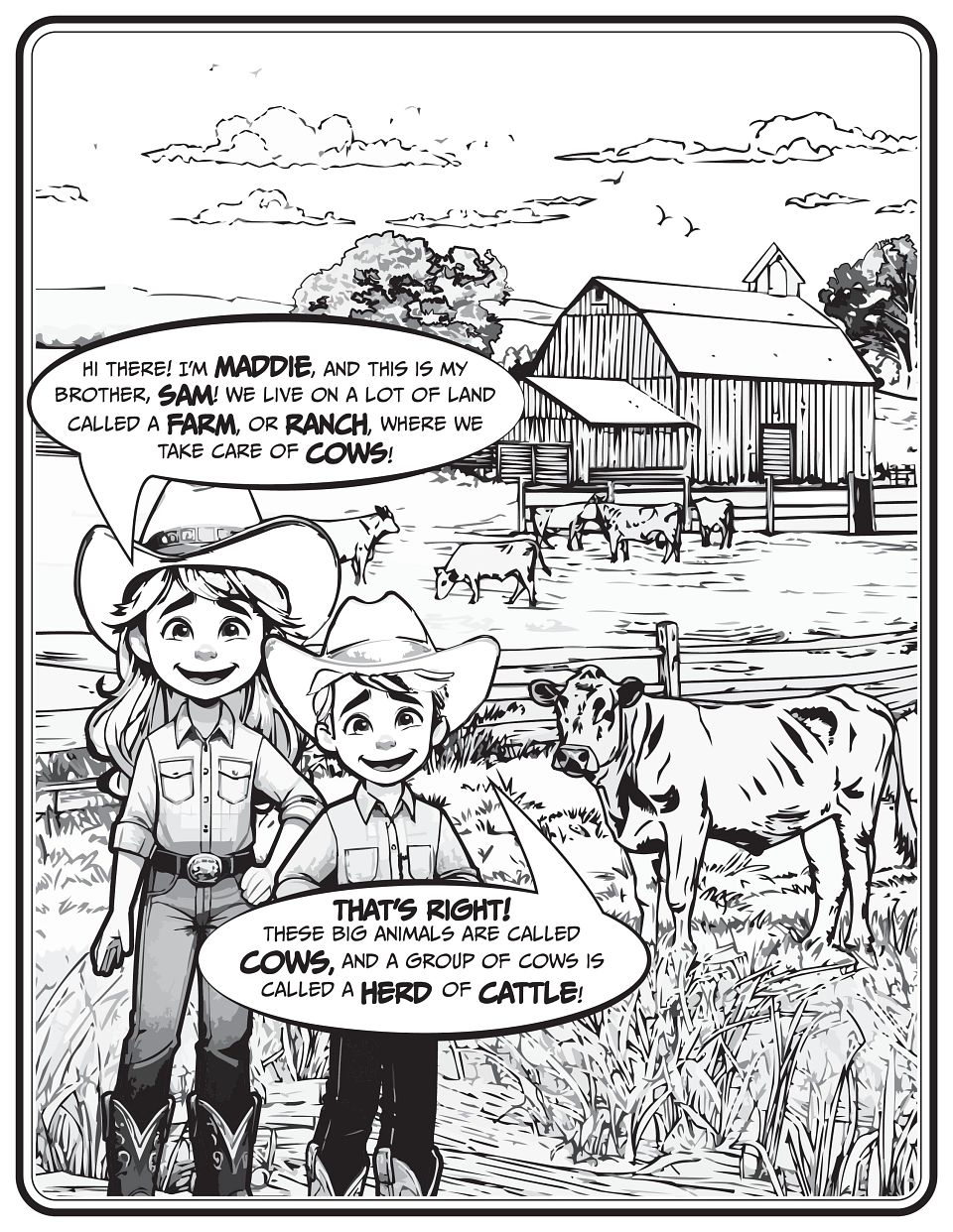 Maddie and Sam Coloring Page
