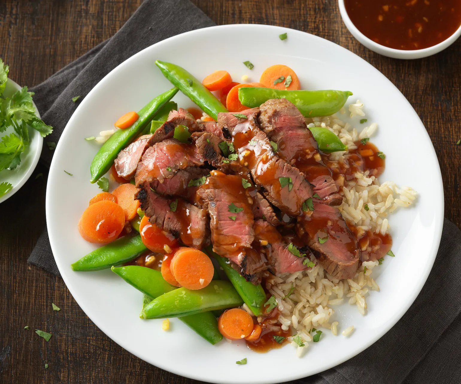 Grilled Top Round Steak with Plum Ginger Barbecue Sauce