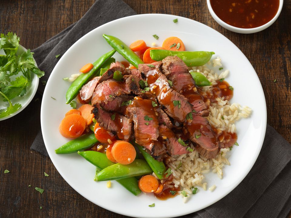 Grilled Top Round Steak with Plum Ginger Barbecue Sauce
