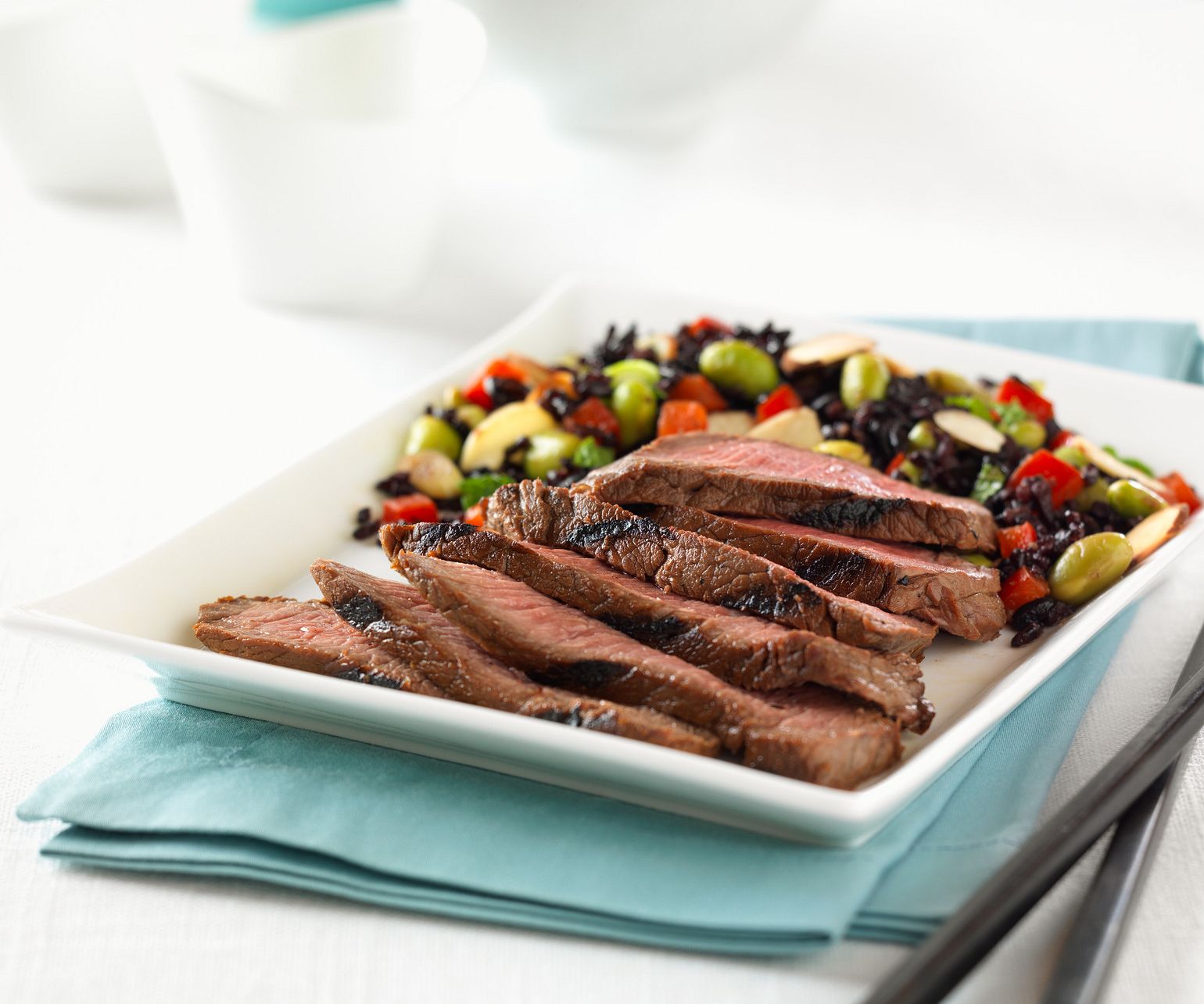 Asian-Spiced Steak with “Forbidden” Rice and Vegetable Salad