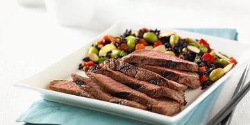 Asian-Spiced Steak with "Forbidden" Rice and Vegetable Salad