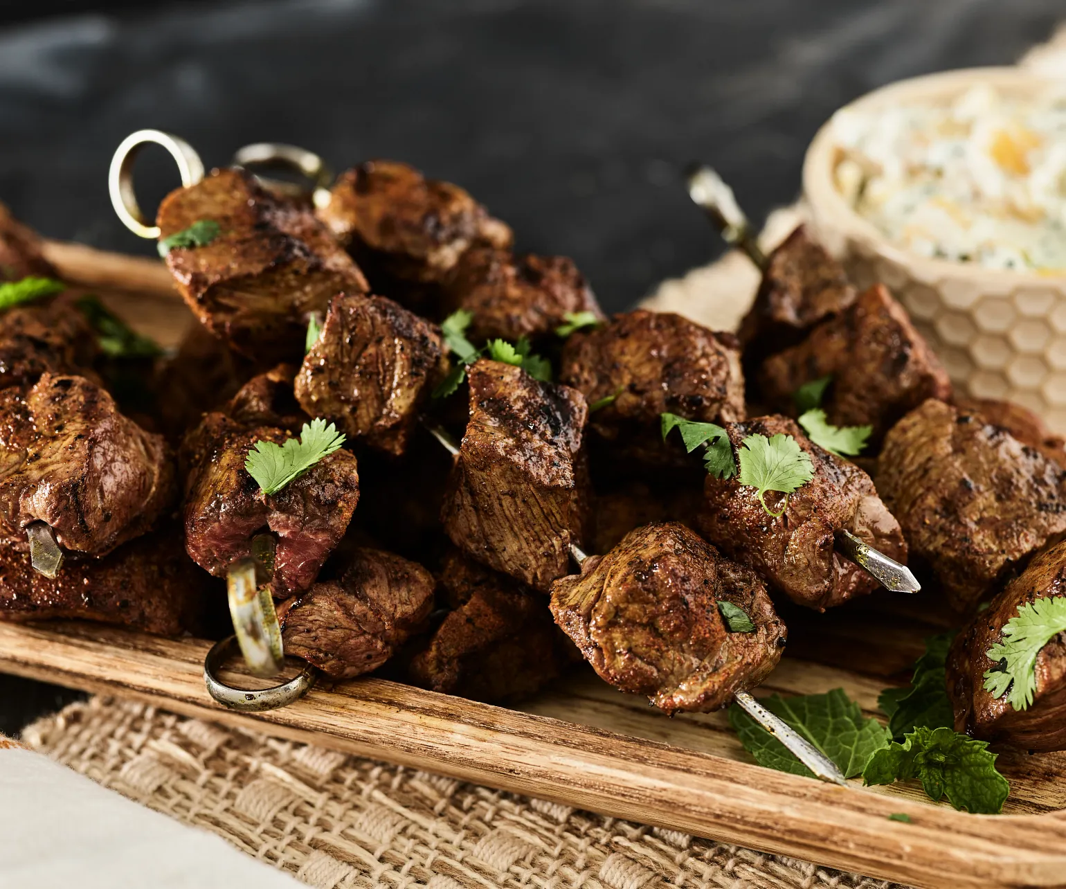 Beef Tikka with Pineapple Coconut Raita