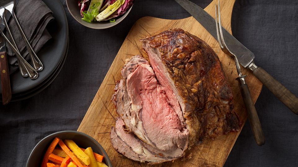 Beef Rib Roast with Lemon Glazed Carrots & Rutabagas