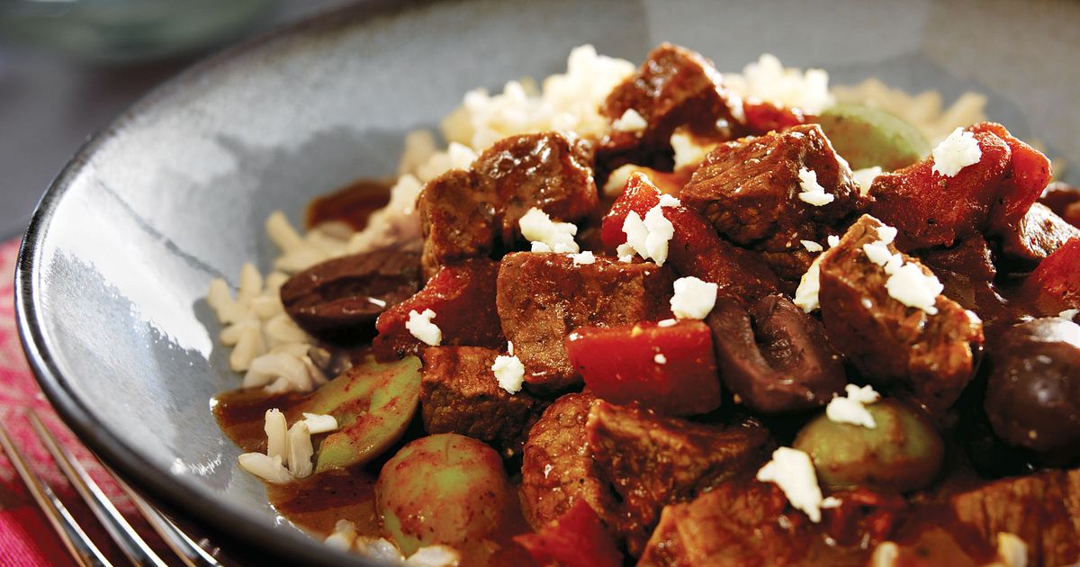 Mediterranean Beef with Mixed Olives and Feta | Beef Loving Texans | Beef Loving Texans is your one-