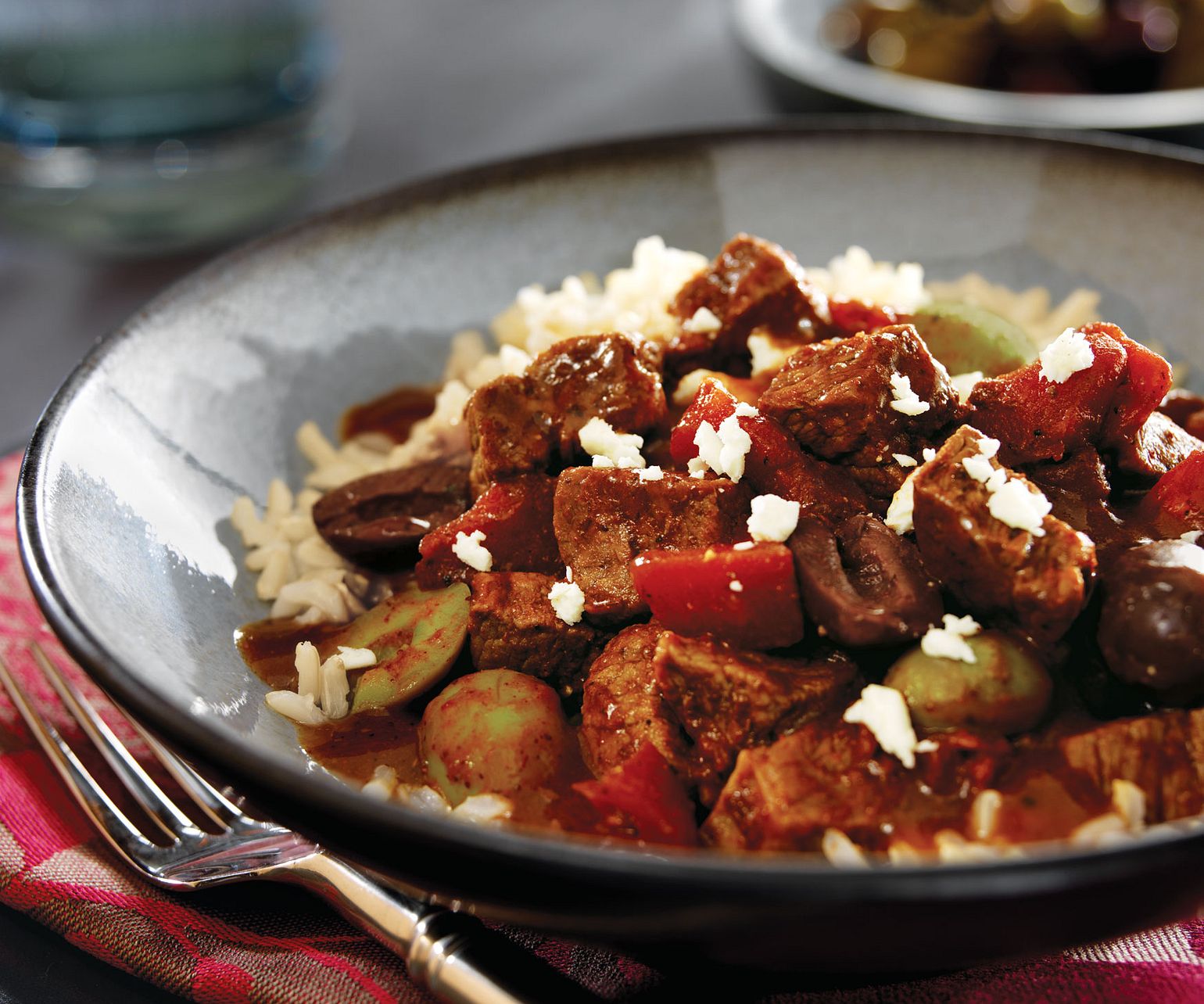 Mediterranean Beef with Mixed Olives and Feta