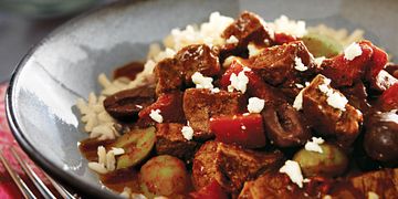 Mediterranean Beef with Mixed Olives and Feta