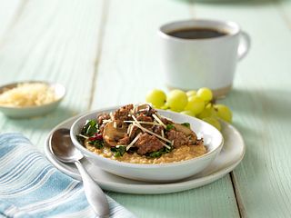 Beef, Mushroom and Greens Savory Oats