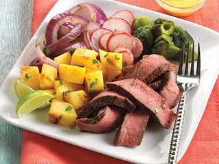 Beef Fajita Salad with Mango Serrano Vinaigrette