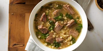 Beef and Barley Soup with Spinach