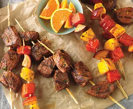 Citrus-Rubbed Beef Top Sirloin & Fruit Kabobs