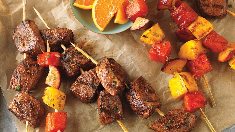 Citrus-Rubbed Beef Top Sirloin & Fruit Kabobs
