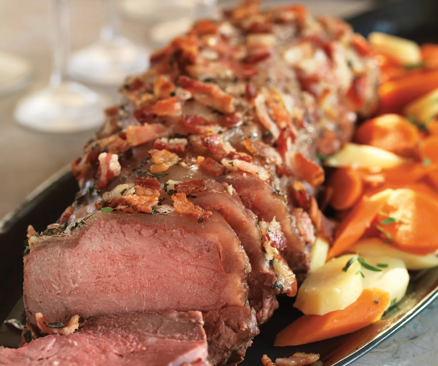 Bacon & Tarragon-Topped Beef Roast