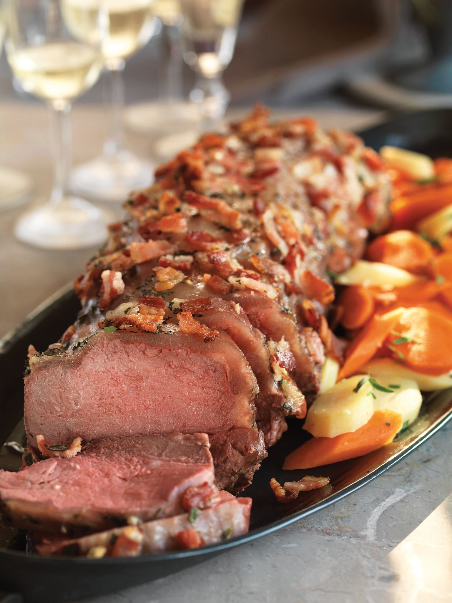 Bacon & Tarragon-Topped Beef Roast