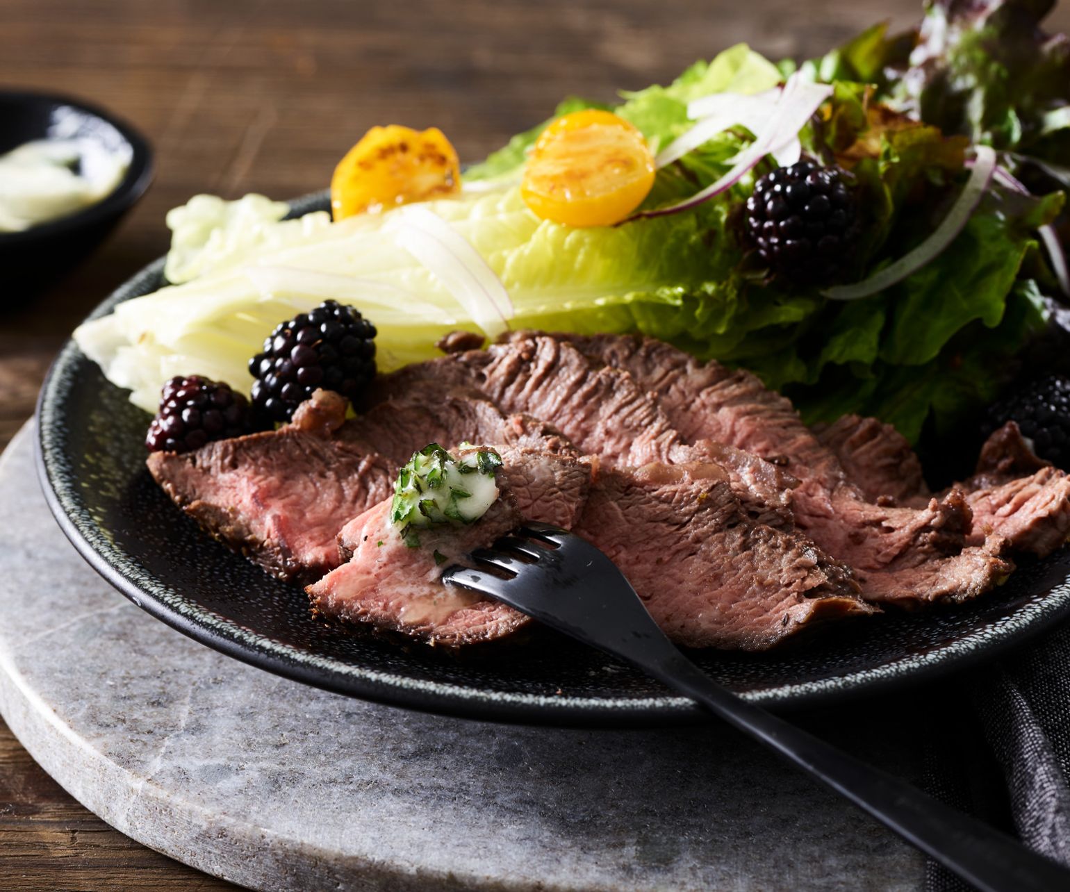 Smoked Beef Flat Iron Steak with Herbed Ghee