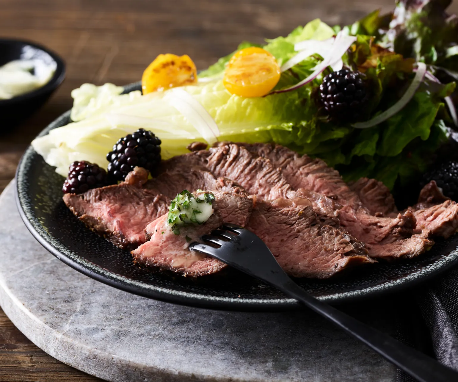 Smoked Beef Flat Iron Steak with Herbed Ghee