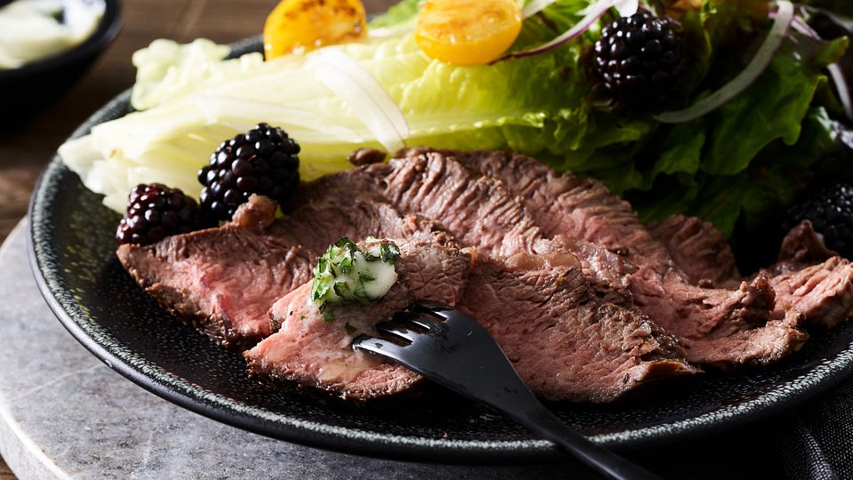 Smoked Beef Flat Iron Steak with Herbed Ghee