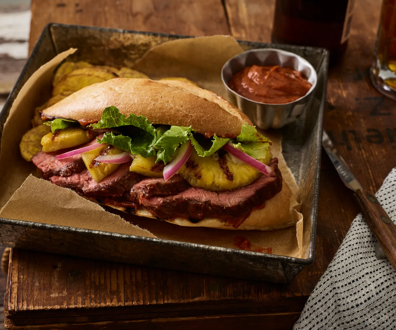 Al Pastor Glazed Beef Flat Iron Steak