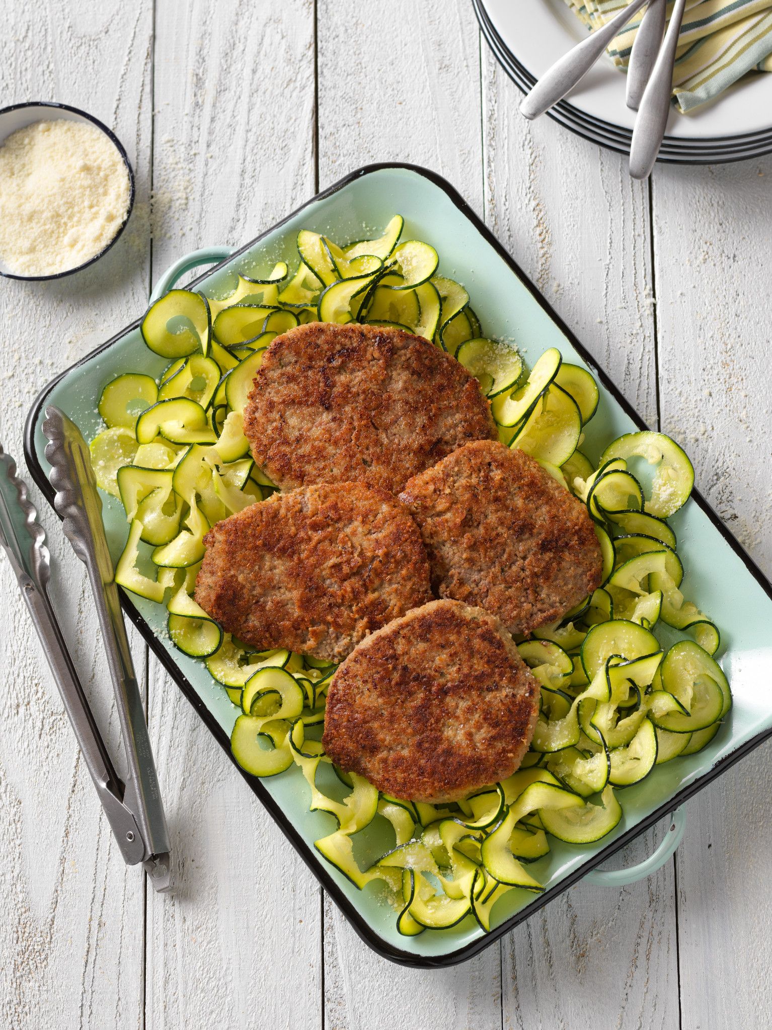 Parmesan-Crusted Cubed Steaks with Zucchini Ribbons | Beef Loving Texans