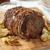 Herb-Crusted Beef Rib Roast with Roasted Fennel and Horseradish Cream Sauce