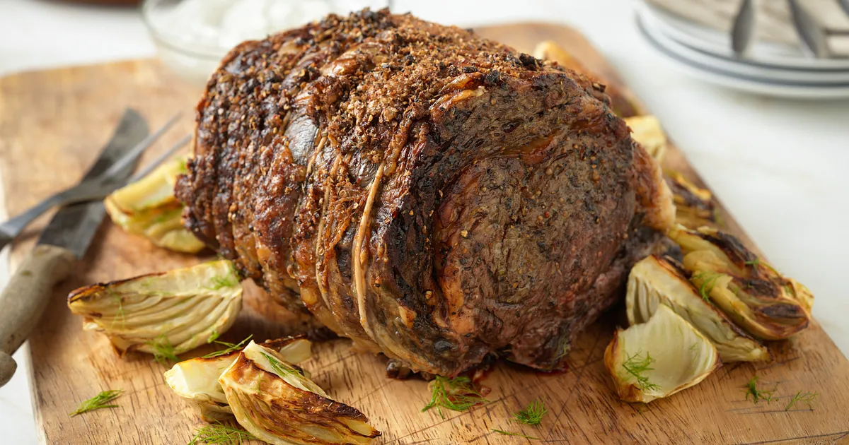 Herb-Crusted Beef Rib Roast with Roasted Fennel and Horseradish Cream Sauce | Beef Loving Texans | Beef Loving Texans is your one-stop information center for beef recipes, cooking techniques and real life stories. Lean more about beef today. Brought to you by the Texas Beef Council.