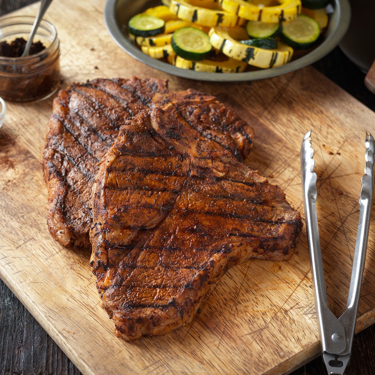 Grilled T-Bone Steaks with BBQ Rub