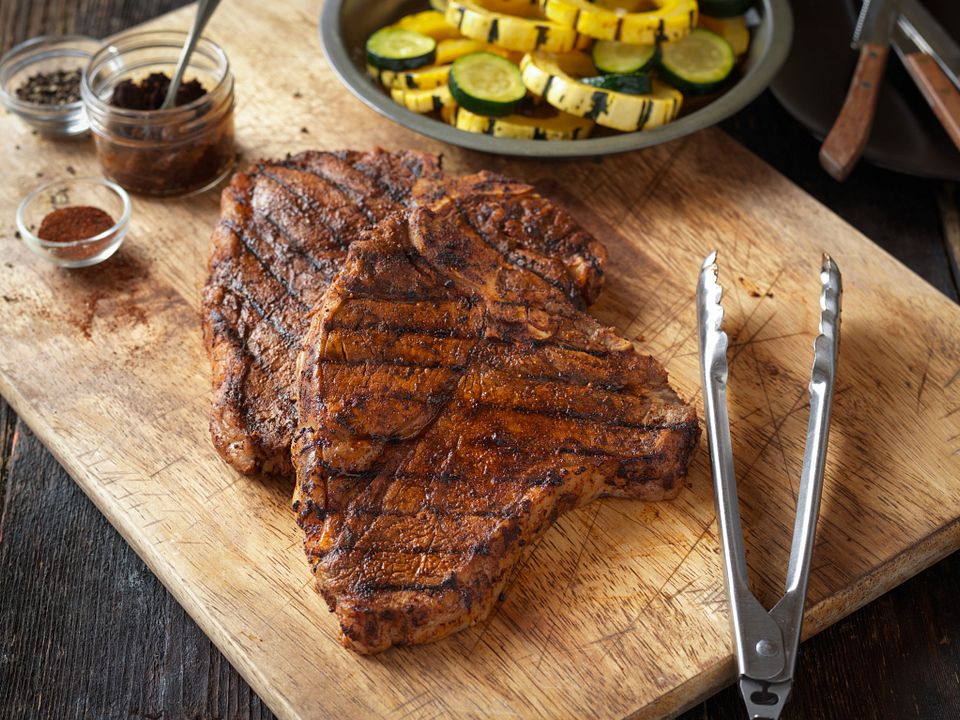 Grilled T-Bone Steaks with BBQ Rub