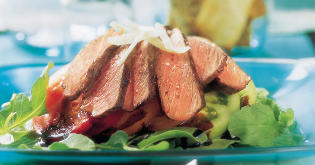Beef & Heirloom Tomato Salad with Balsamic Syrup | Beef Loving Texans | Beef Loving Texans is your o