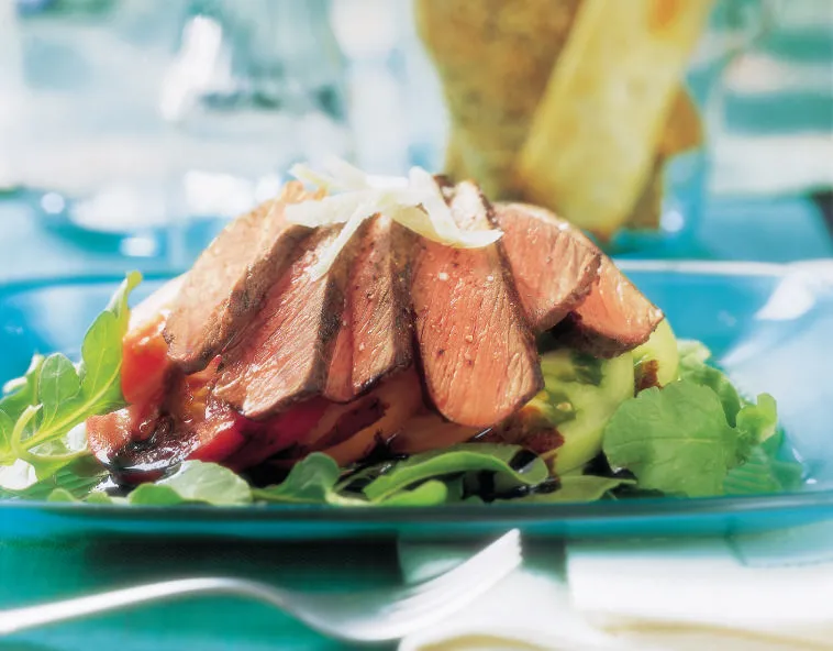 Beef & Heirloom Tomato Salad with Balsamic Syrup