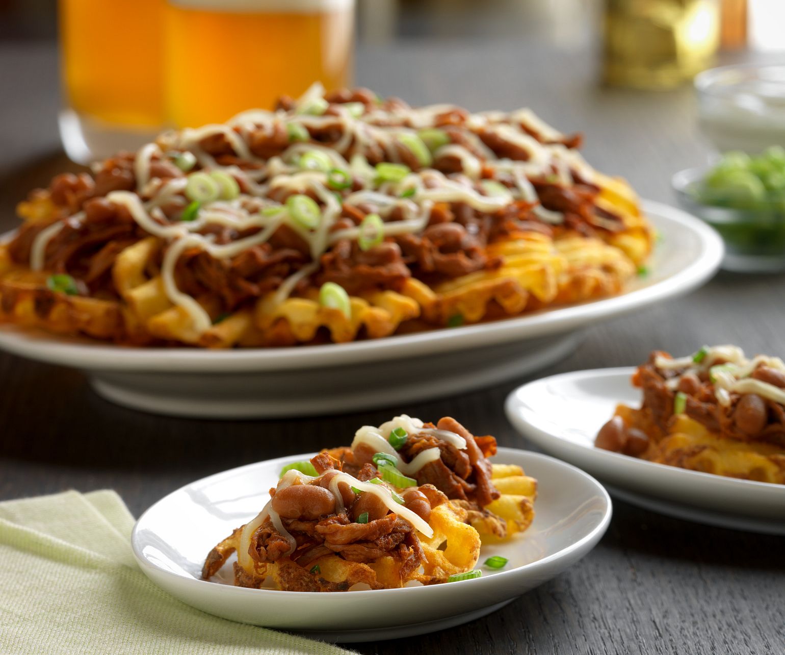 BBQ Beef Waffle Fry Nachos