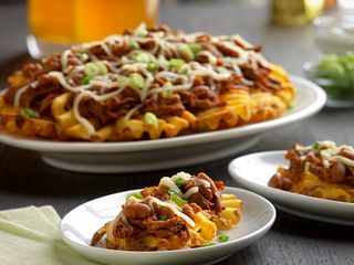 BBQ Beef Waffle Fry Nachos