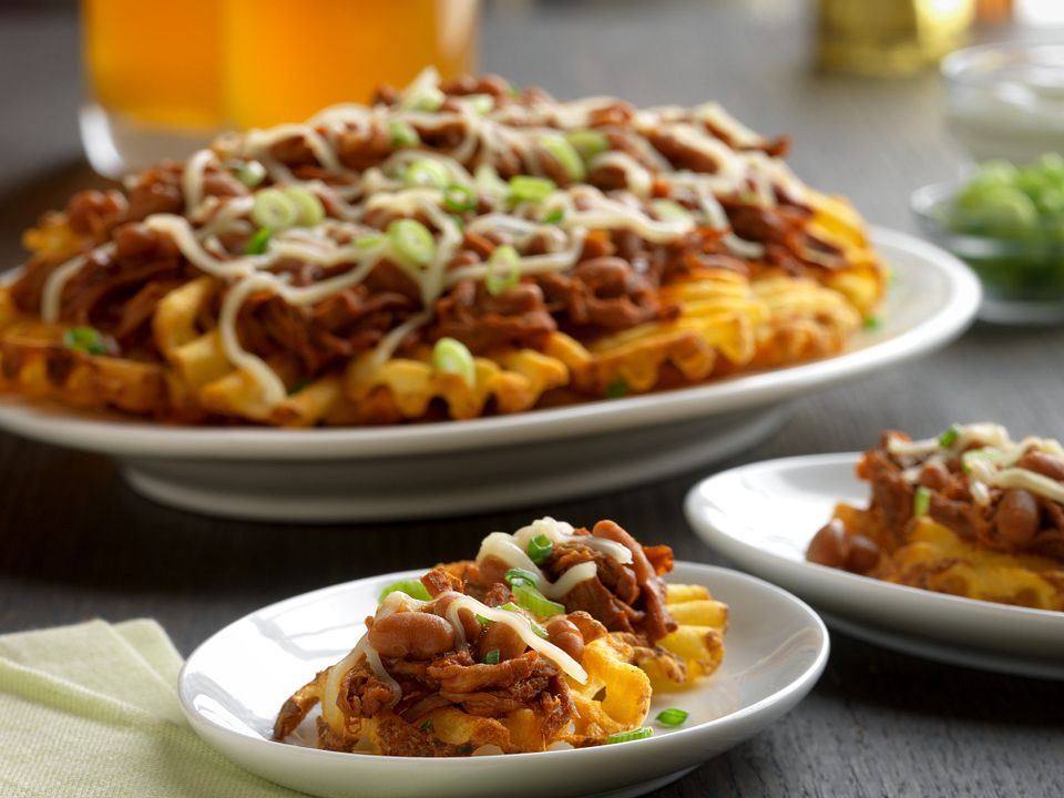 BBQ Beef Waffle Fry Nachos