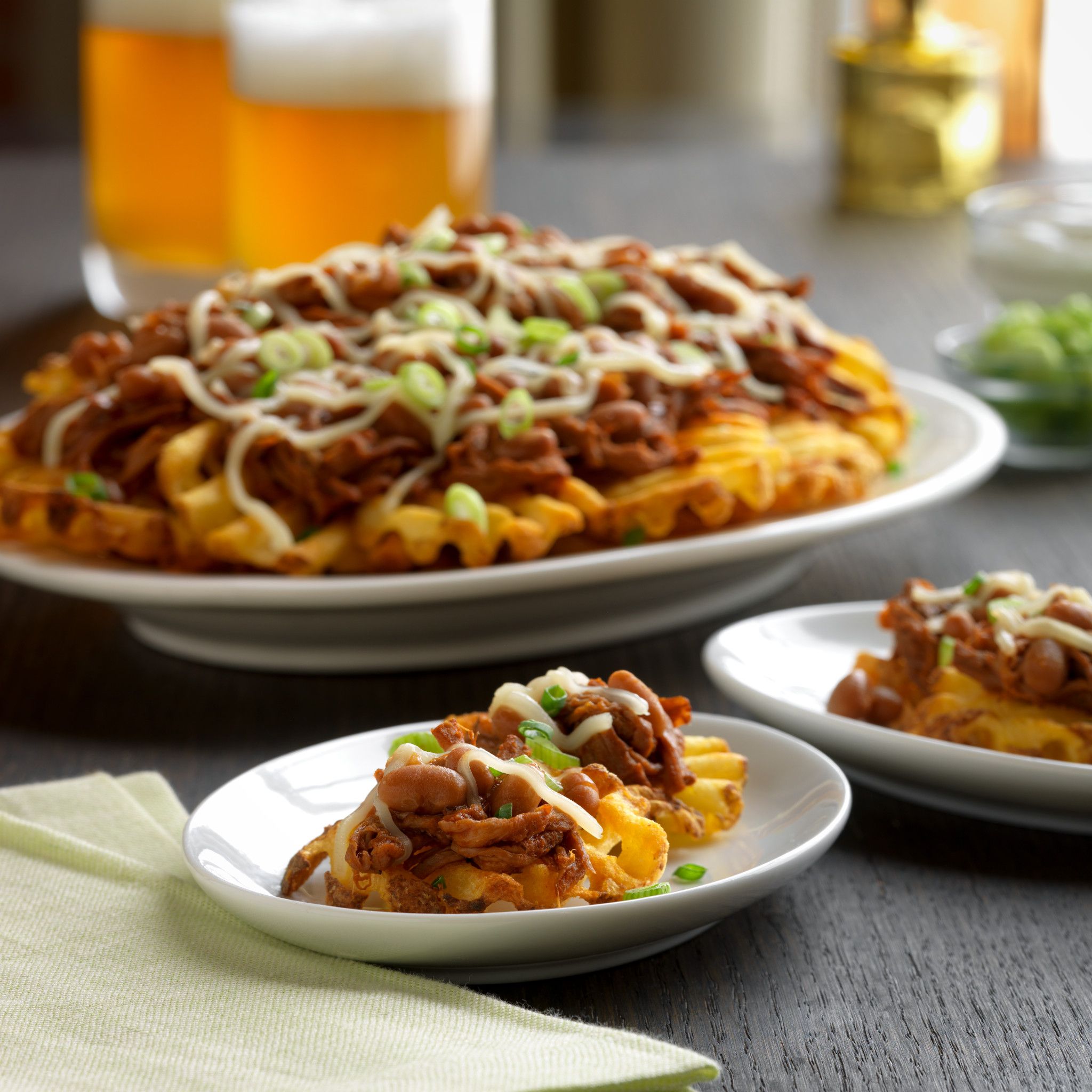 BBQ Beef Waffle Fry Nachos