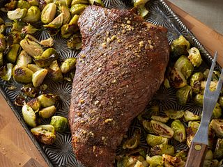 One Pan Roasted Beef Tri-Tip and Brussels Sprouts