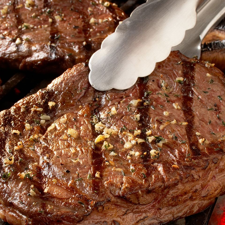Ribeye Steaks with Blue CHeese Butter and Mushrooms