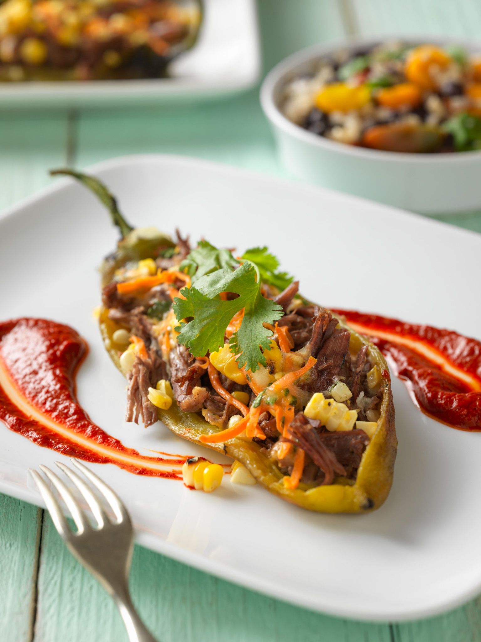 Shredded Beef-Stuffed Chile Relleno With Guajillo Chile Sauce | Beef ...