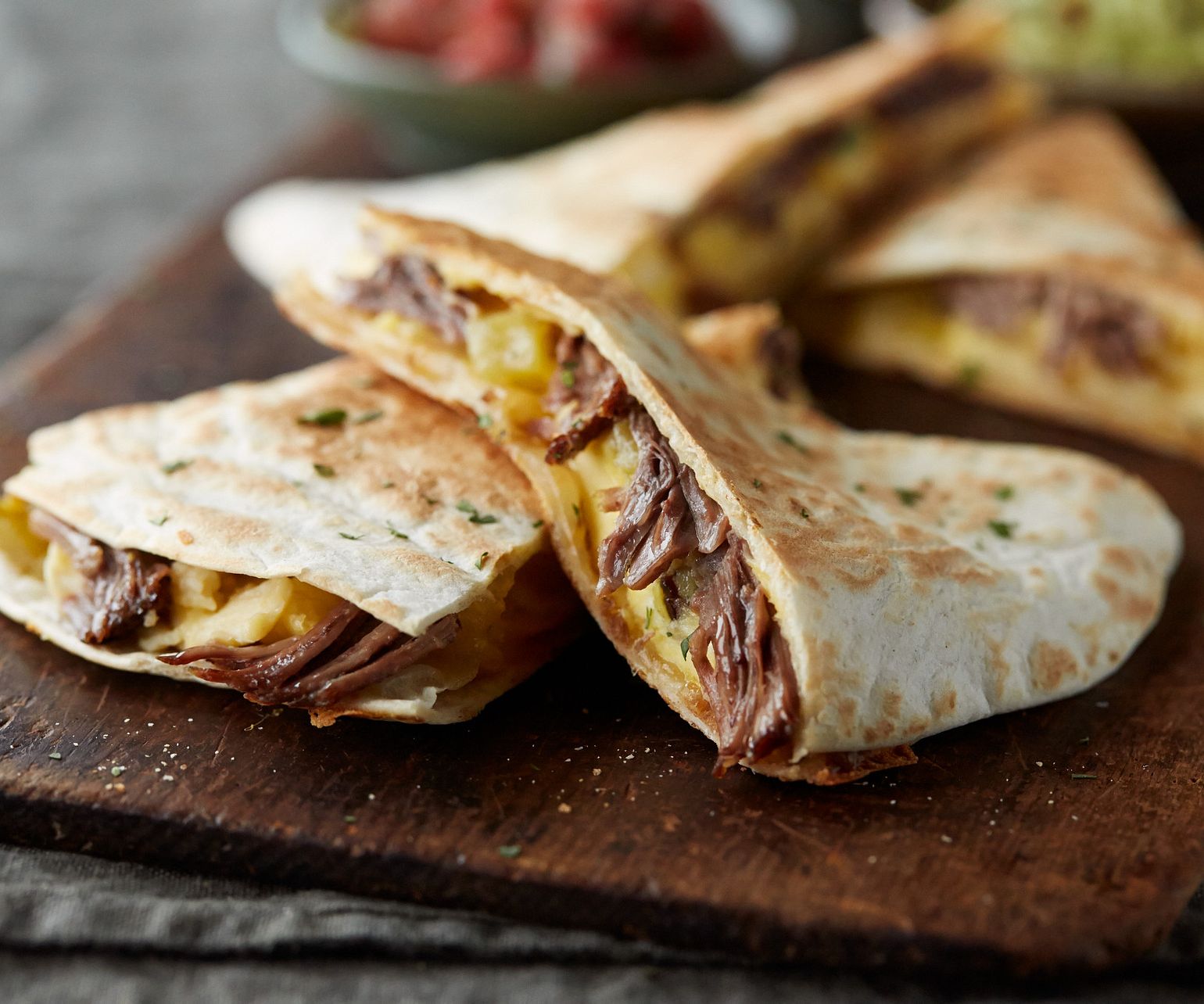 Shredded Beef & Egg Quesadillas