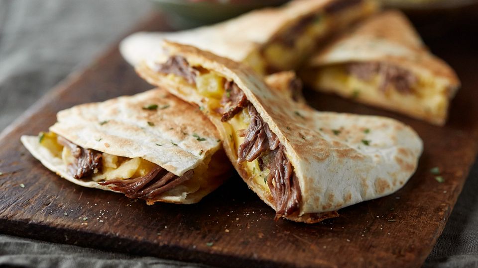 Shredded Beef & Egg Quesadillas