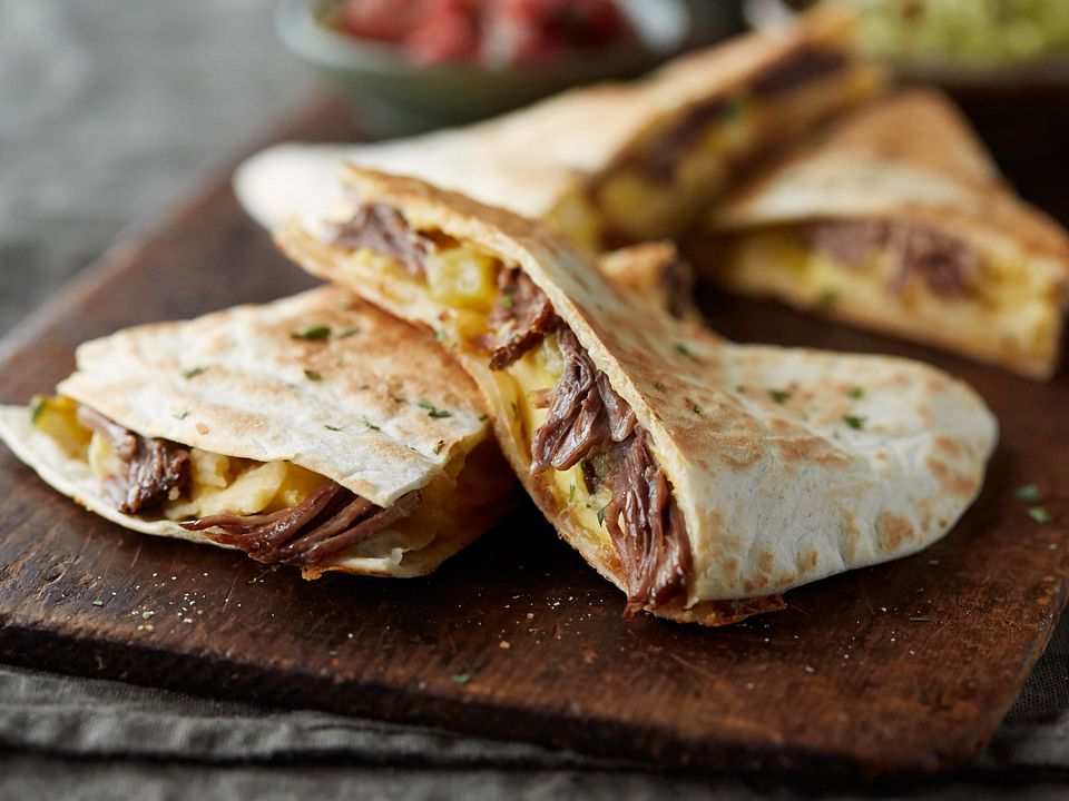 Shredded Beef & Egg Quesadillas