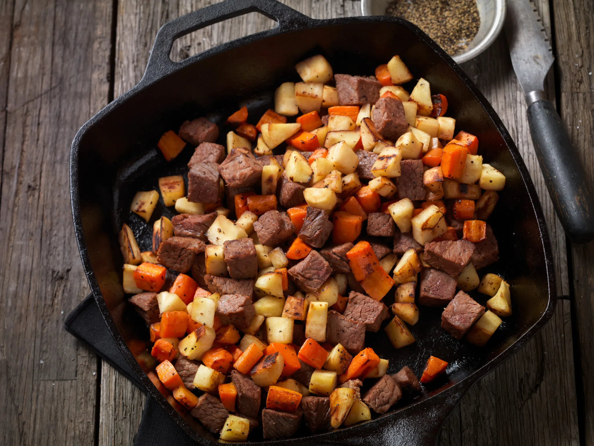 Beef Steak and Root Vegetable Hash